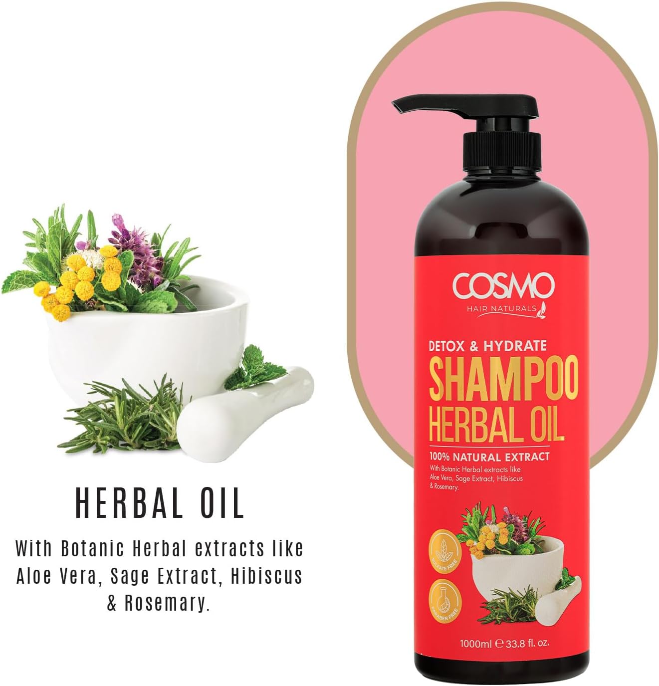 Cosmo Detox and Hydrate Herbal Oil Šampoon 1000ml