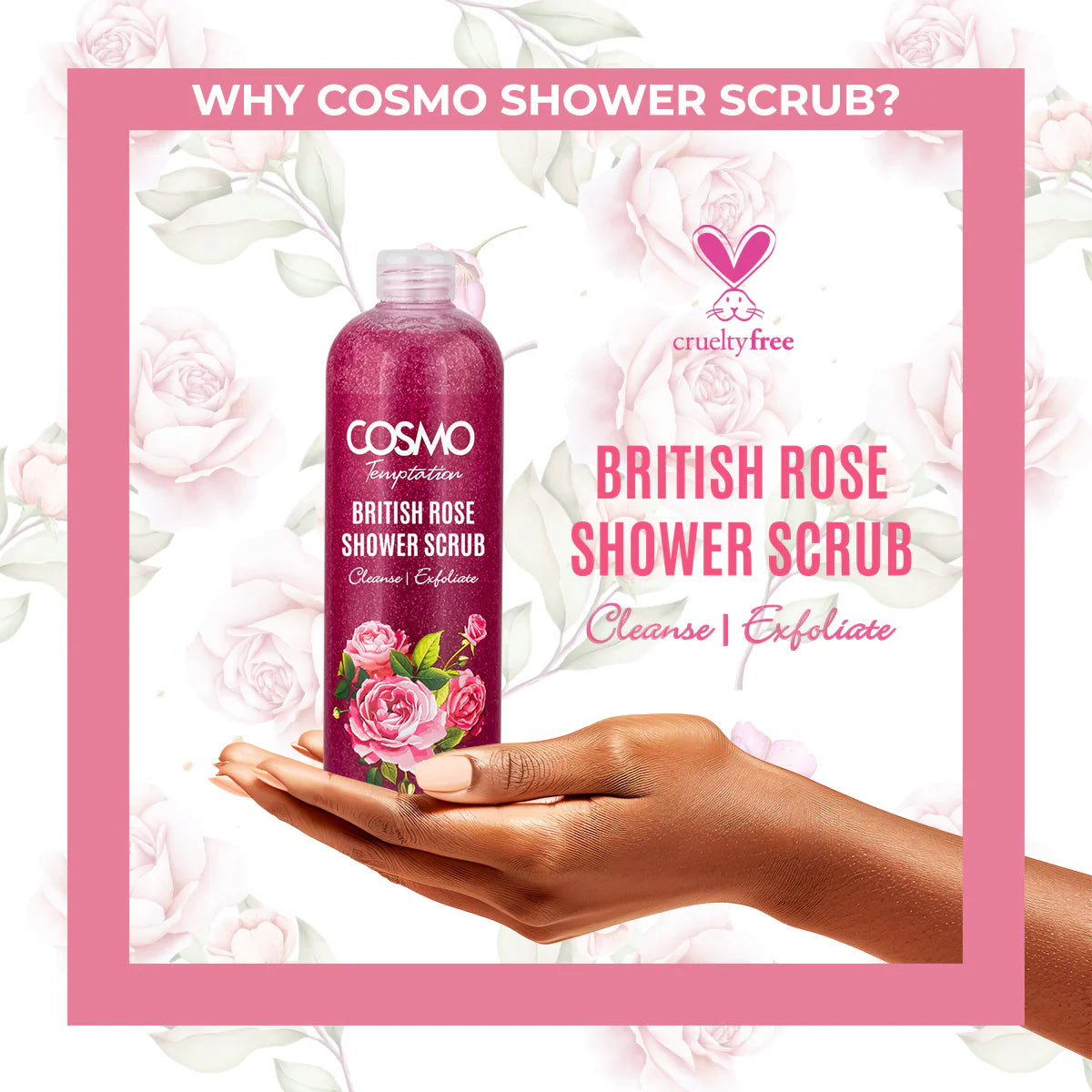 Temptation Shower Scrub British Rose 1000ml by Cosmo